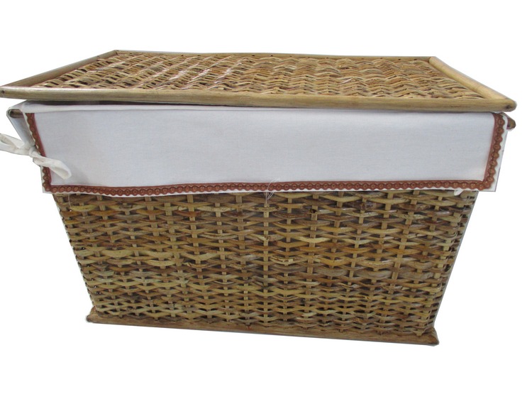 26-0057/2 CESTO PORTA BIANCHERIA IN VIMINI RATTAN CM 60X37X40 H